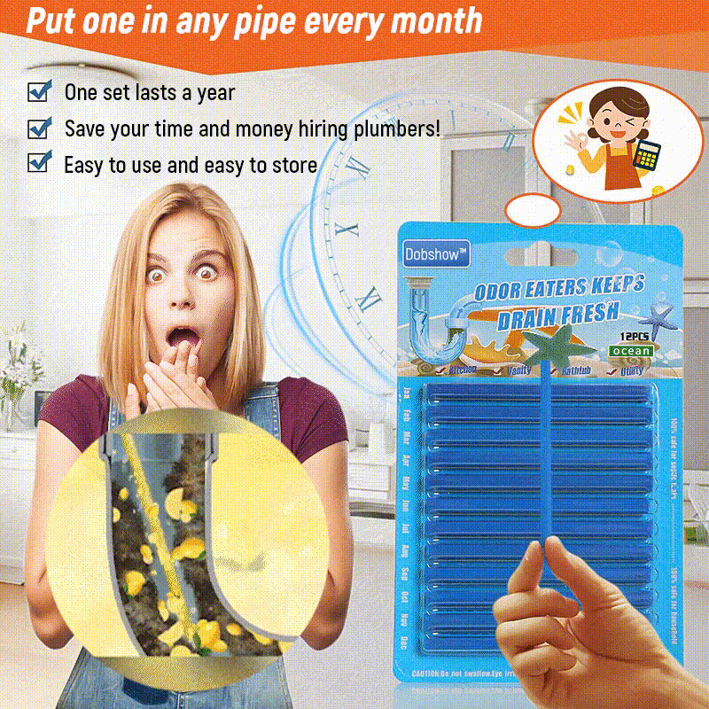 (✨Hot Sale Now) Dobshow® 12/set Pipe Cleaning Sticks Oil Decontamination Kitchen Toilet Bathtub Drain Cleaneer