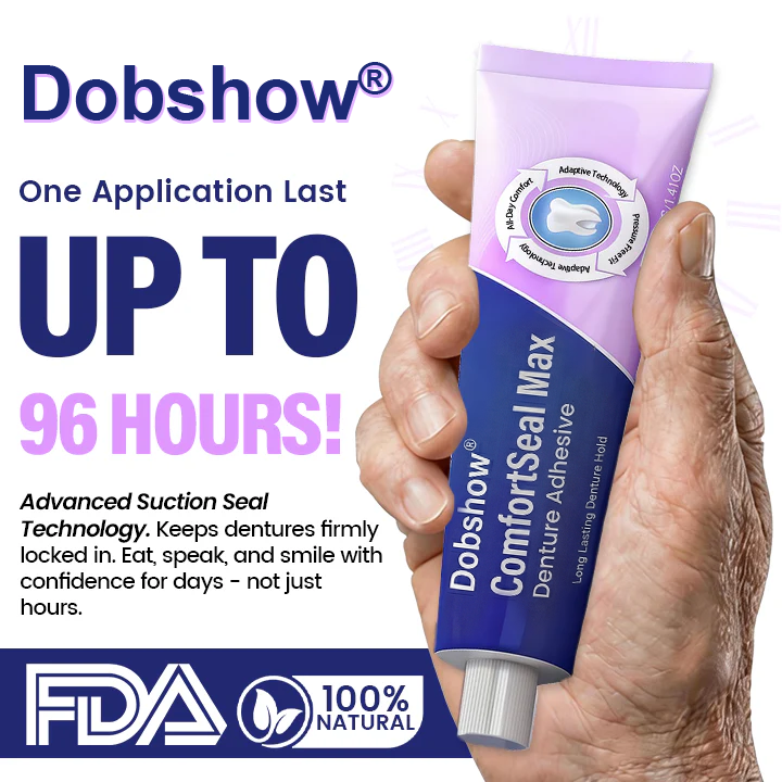 🦷🔥Dobshow® ComfortSeal Max Denture Adhesive—🧑‍⚕️✅96-hour long-lasting, heat adaptive technology