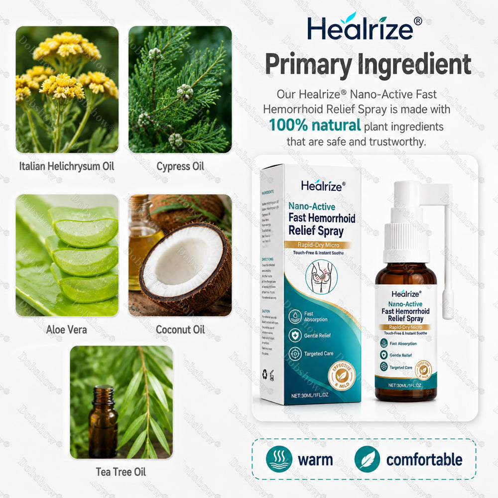 👨‍⚕️🏆Healrize® Nano-Active Fast Hemorrhoid Relief Spray | Rapid-Dry Micro-Mist with Essential Oils, Touch-Free & Instant Soothe