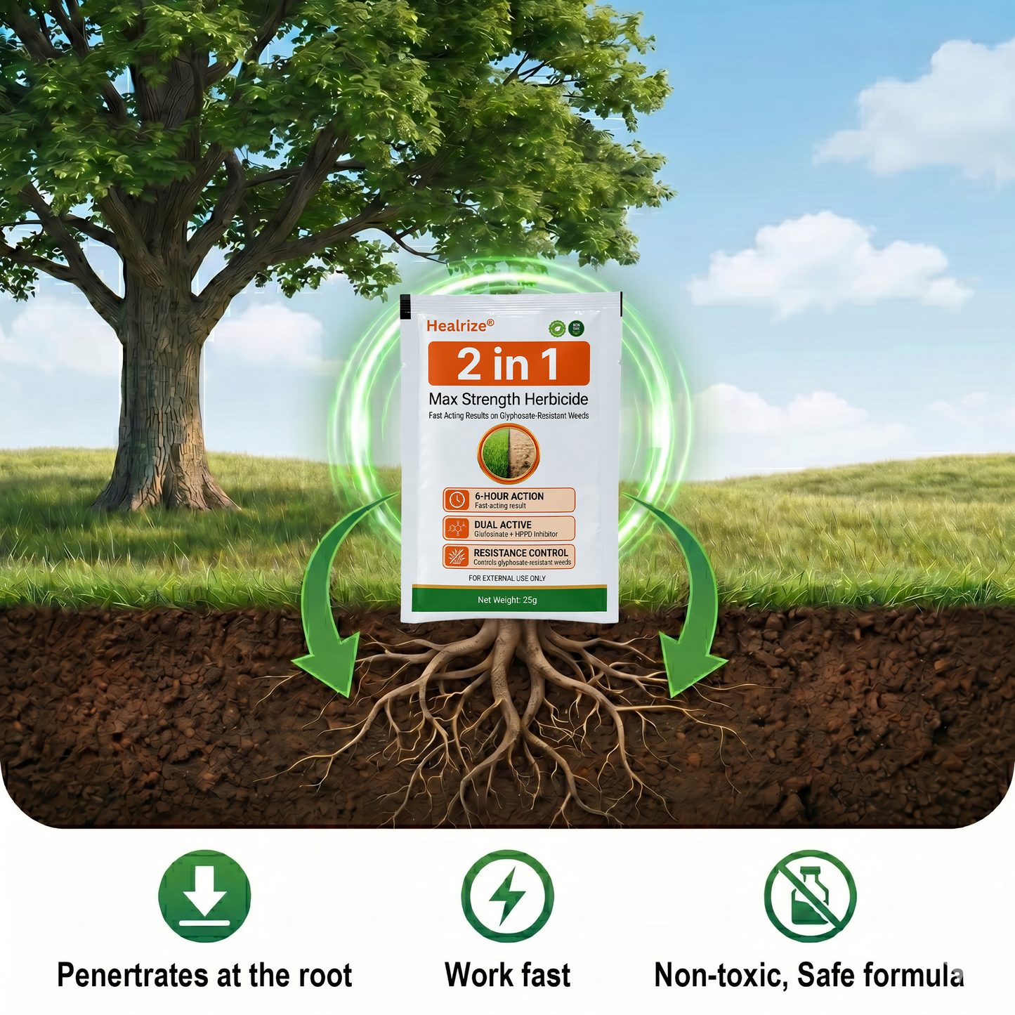 🏆𝙊𝙛𝙛𝙞𝙘𝙞𝙖𝙡 𝙎𝙩𝙤𝙧𝙚 | Healrize® 2-in-1 Max Strength Herbicide: Fast Acting Results on Glyphosate-Resistant Weeds