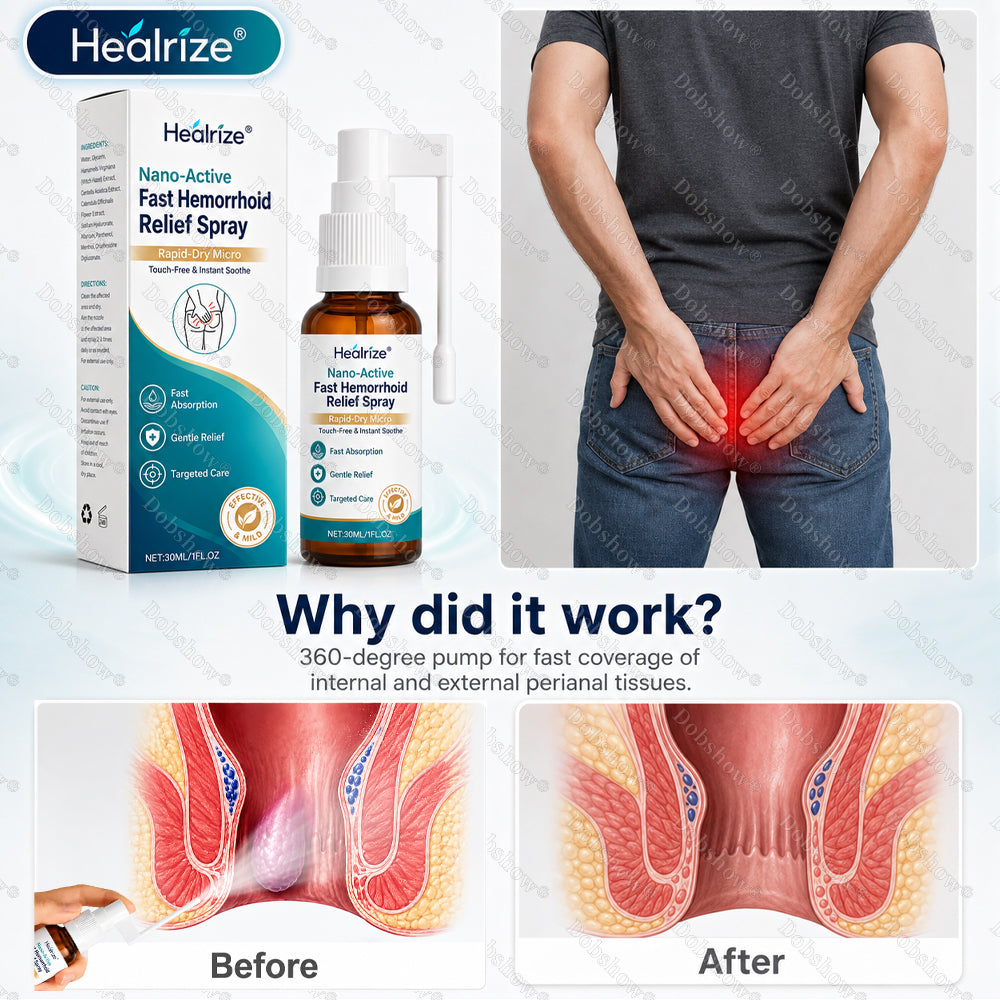 👨‍⚕️🏆Healrize® Nano-Active Fast Hemorrhoid Relief Spray | Rapid-Dry Micro-Mist with Essential Oils, Touch-Free & Instant Soothe