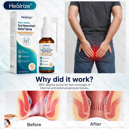 👨‍⚕️🏆Healrize® Nano-Active Fast Hemorrhoid Relief Spray | Rapid-Dry Micro-Mist with Essential Oils, Touch-Free & Instant Soothe