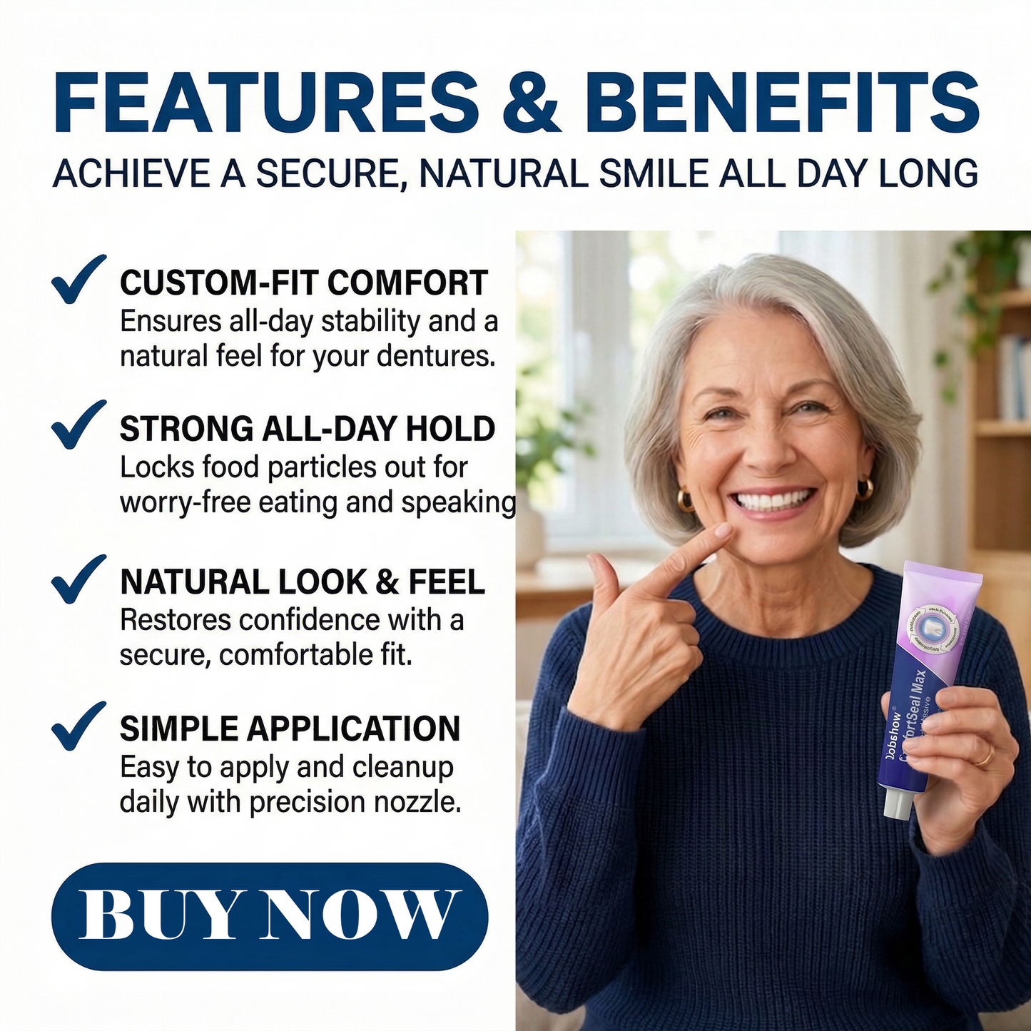 🦷🔥Dobshow® ComfortSeal Max Denture Adhesive—🧑‍⚕️✅96-hour long-lasting, heat adaptive technology
