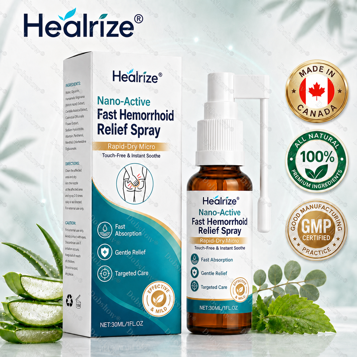 👨‍⚕️🏆Healrize® Nano-Active Fast Hemorrhoid Relief Spray | Rapid-Dry Micro-Mist with Essential Oils, Touch-Free & Instant Soothe