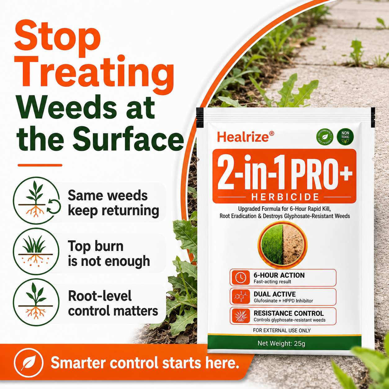 🔥Healrize® Advanced 2-in-1 Pro+ Herbicide | Upgraded Formula for 6-Hour Rapid Kill, Root Eradication & Destroys Glyphosate-Resistant Weeds