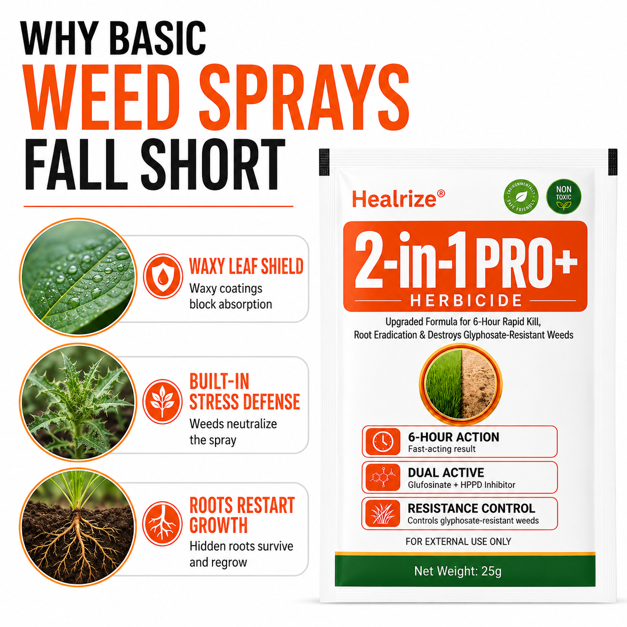 🔥Healrize® Advanced 2-in-1 Pro+ Herbicide | Upgraded Formula for 6-Hour Rapid Kill, Root Eradication & Destroys Glyphosate-Resistant Weeds