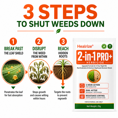 🔥Healrize® Advanced 2-in-1 Pro+ Herbicide | Upgraded Formula for 6-Hour Rapid Kill, Root Eradication & Destroys Glyphosate-Resistant Weeds