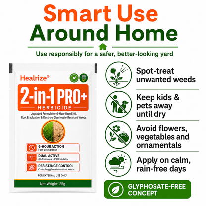 🔥Healrize® Advanced 2-in-1 Pro+ Herbicide | Upgraded Formula for 6-Hour Rapid Kill, Root Eradication & Destroys Glyphosate-Resistant Weeds