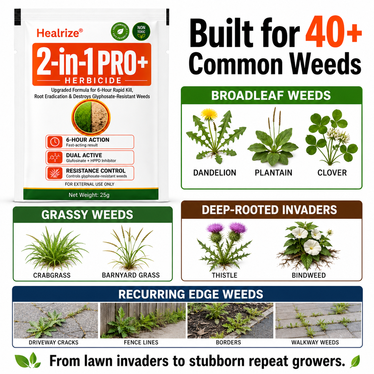 🔥Healrize® Advanced 2-in-1 Pro+ Herbicide | Upgraded Formula for 6-Hour Rapid Kill, Root Eradication & Destroys Glyphosate-Resistant Weeds