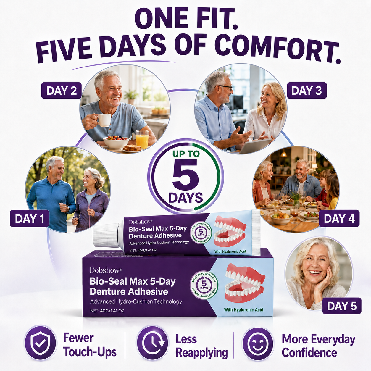 🔥LIMITED SPECIAL OFFER🔥Dobshow®🦷 Bio-Seal Max 5-Day Denture Adhesive