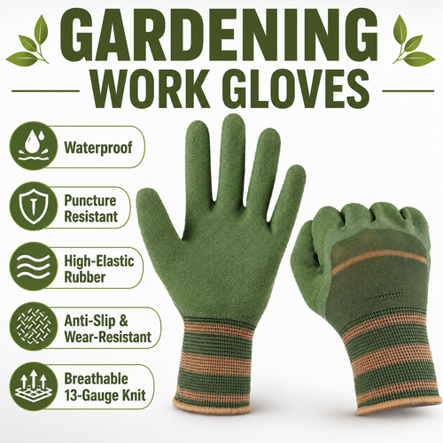 ⚡Sfrcord® Heavy-Duty Waterproof Gardening & Work Gloves with Anti-Slip Rubber Grip