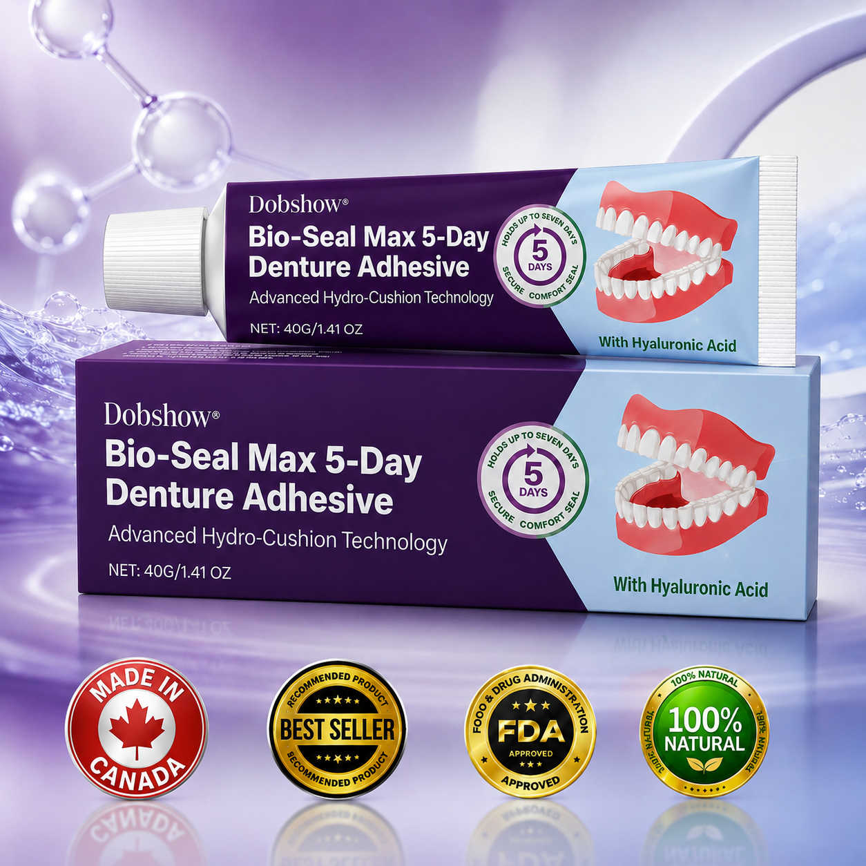 🔥LIMITED SPECIAL OFFER🔥Dobshow®🦷 Bio-Seal Max 5-Day Denture Adhesive